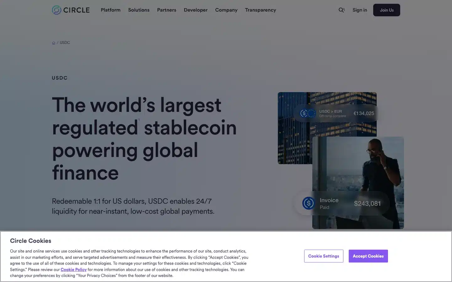 USDC — Circle-issued dollar-backed stablecoin