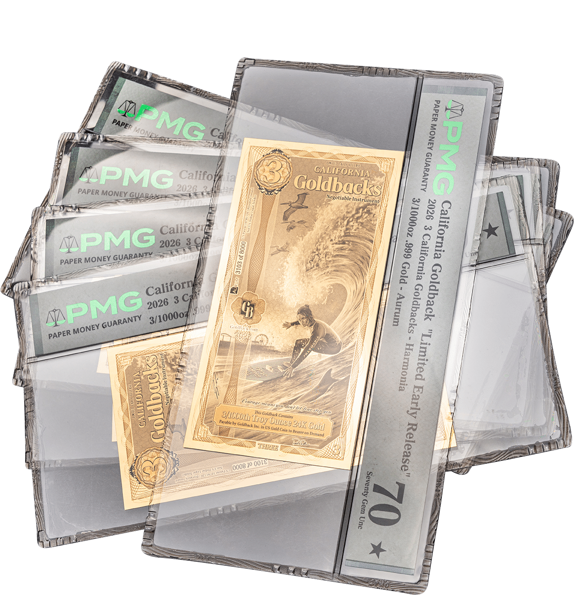 Idaho Goldback 1/4 denomination note showing detailed design