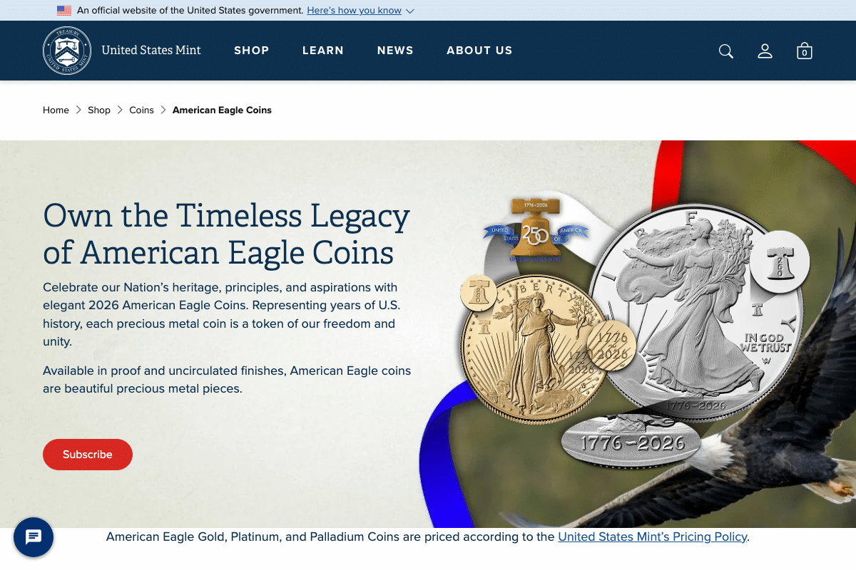 American Gold Eagle — U.S. Mint sovereign bullion coins
