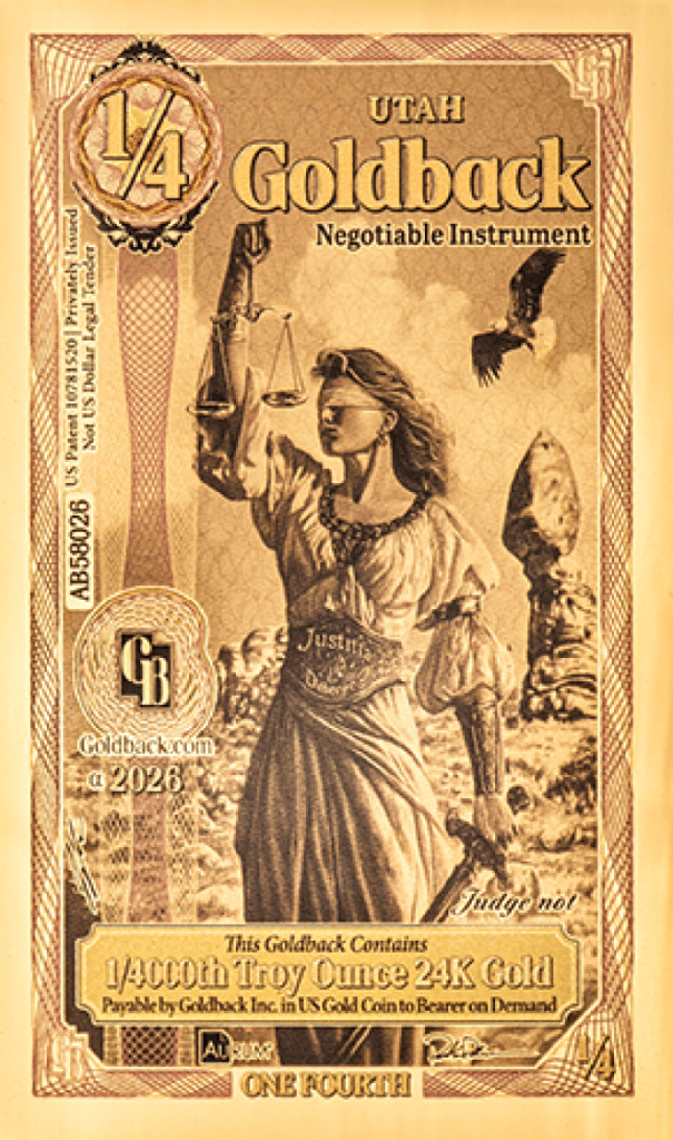 Goldback currency notes fan display Idaho series
